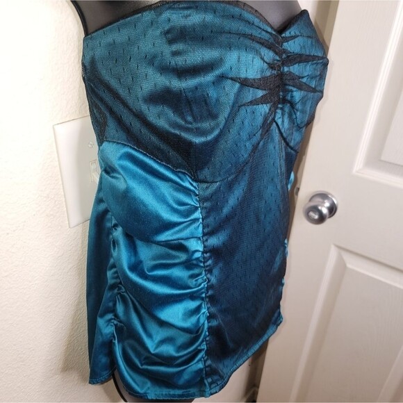 Torrid Retro Vintage Teal Tulle French Dot Overlay Strapless Tube Top 1/1x - Picture 4 of 7